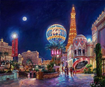 150の主題の芸術作品 Painting - パリ ラスベガスの街並み 近代的な都市のシーン 夜